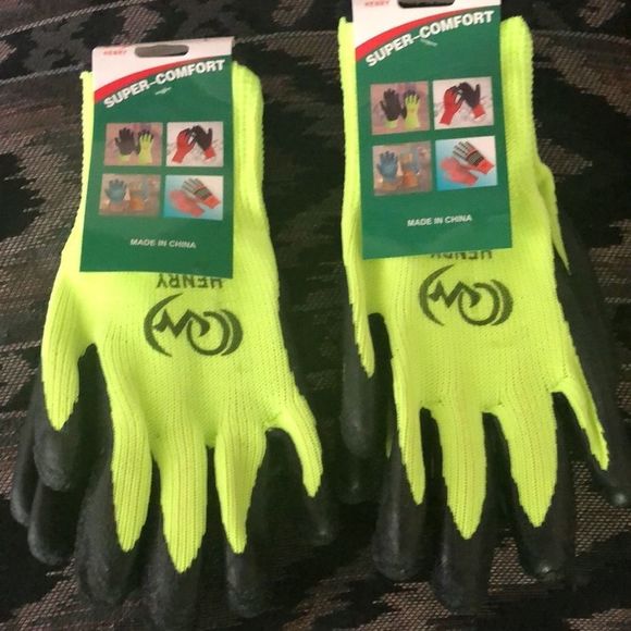Safety Construction Latex Coated Winter Warm Hi Vis Gloves Lot of 2 pair LARGE - Picture 6 of 6